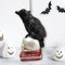 Raven on Skull and Book Glass Ornament, Horror Edgar Allan Poe Decoration